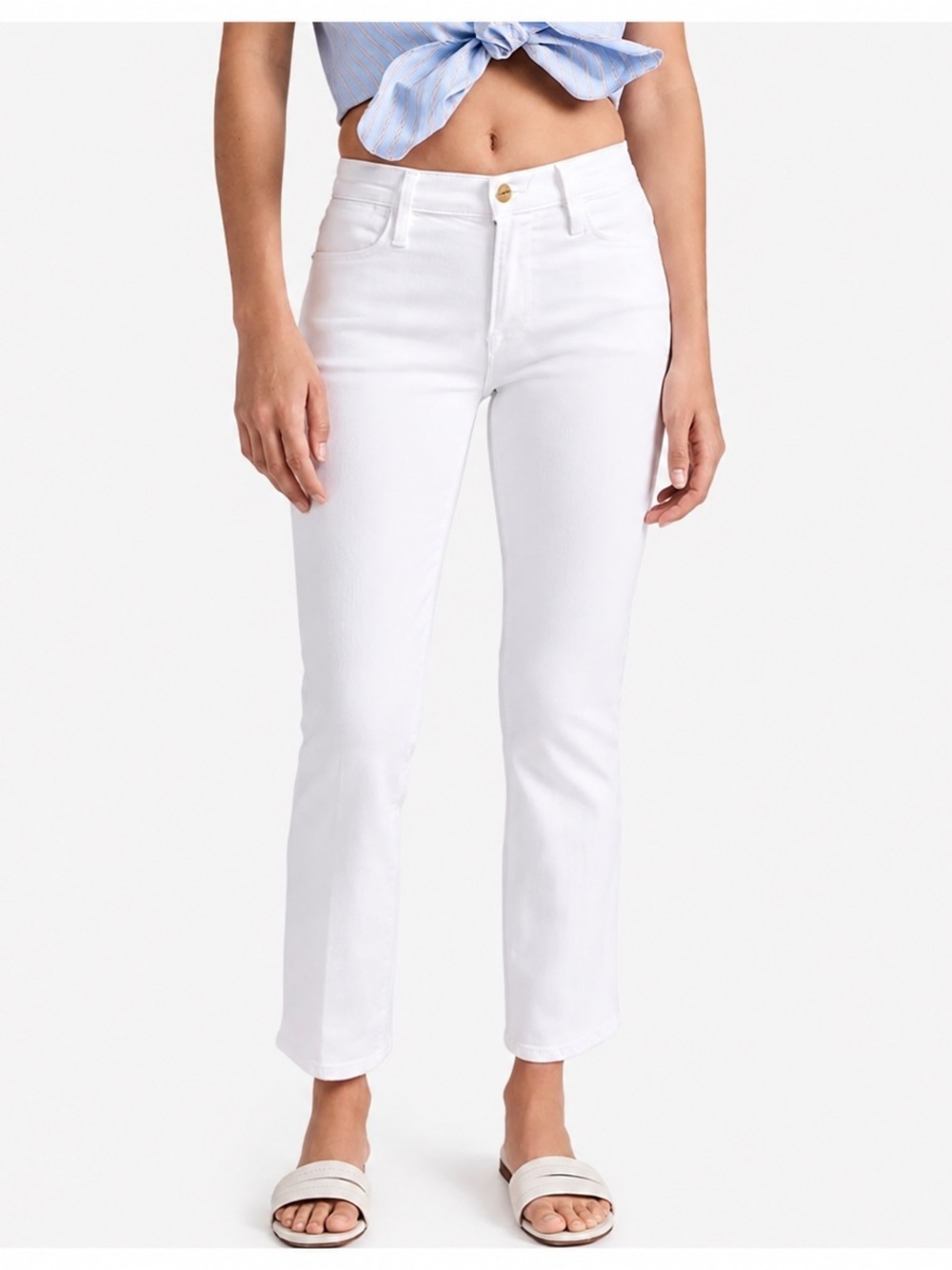 Frame Le High Straight Blanc White Jeans